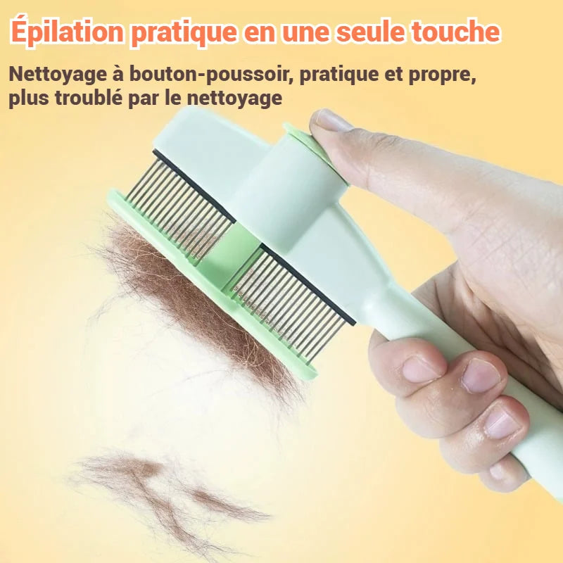 Brosse pour animaux de compagnie avec peigne anti-puces autonettoyant