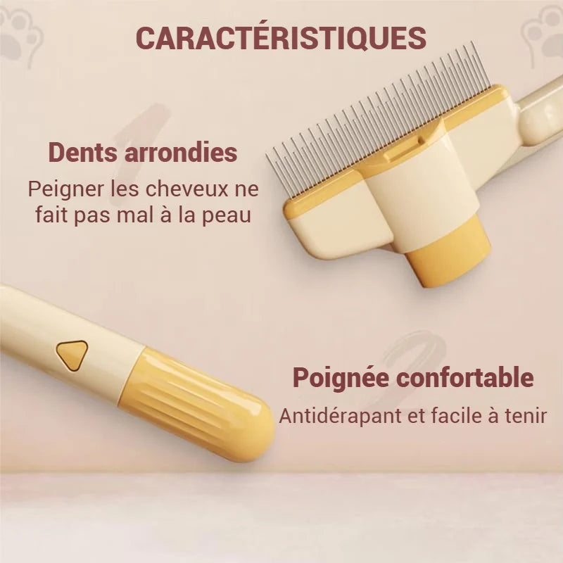 Brosse pour animaux de compagnie avec peigne anti-puces autonettoyant