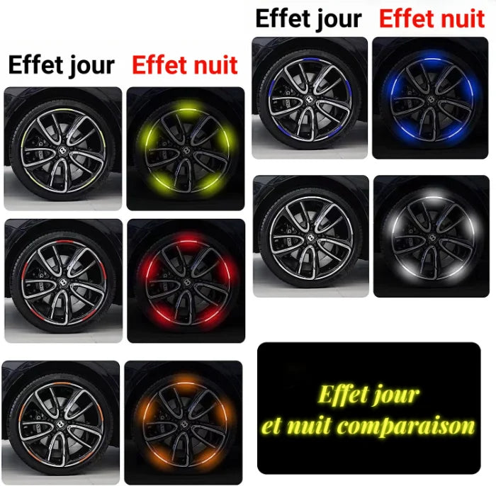 Autocollants réfléchissants pour roues de voiture