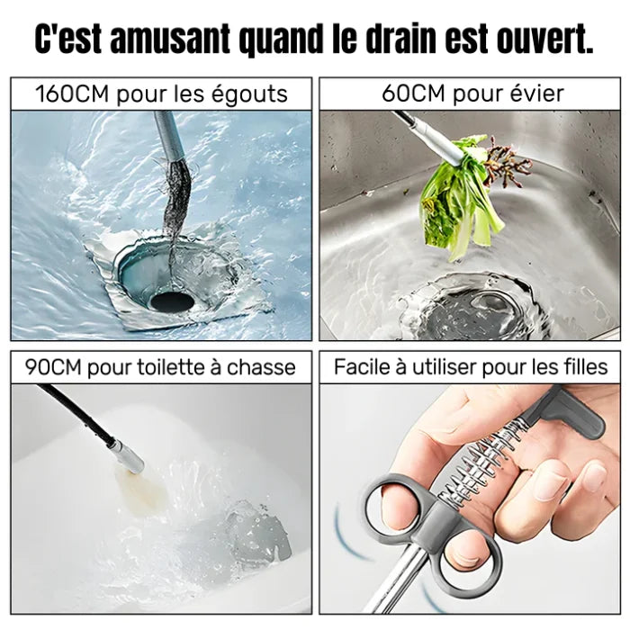 Version améliorée déboucheur de drainage à quatre griffes pour usage domestique