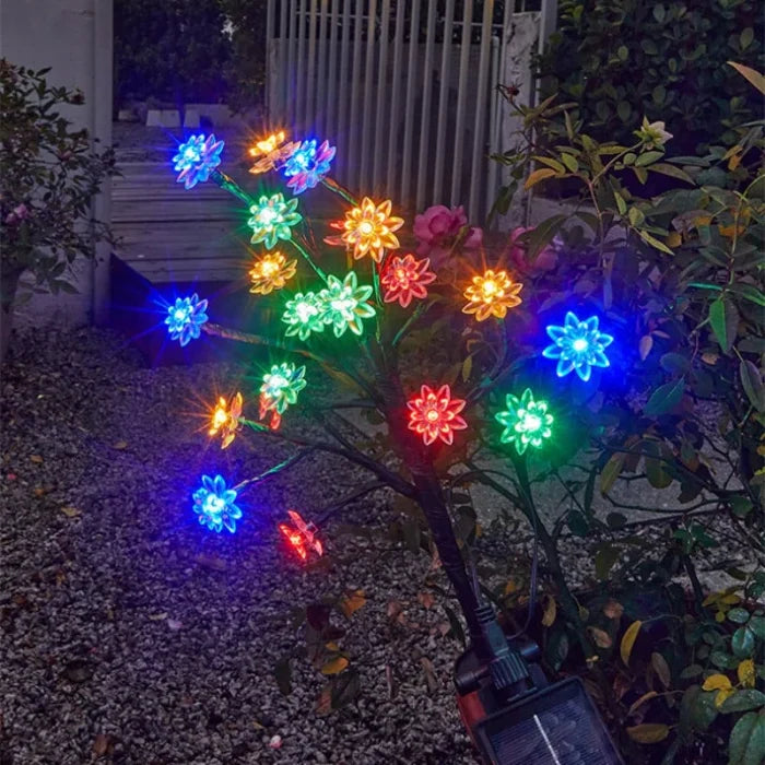 Lampes solaires de jardin multicolores en fleurs de cerisier imperméables pour l'extérieur