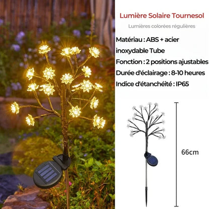 Lampes solaires de jardin multicolores en fleurs de cerisier imperméables pour l'extérieur