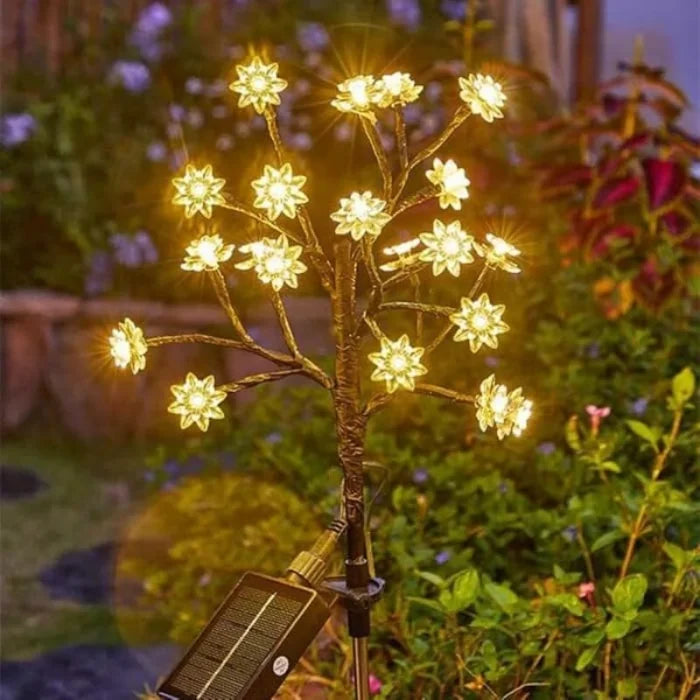 Lampes solaires de jardin multicolores en fleurs de cerisier imperméables pour l'extérieur