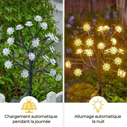 Lampes solaires de jardin multicolores en fleurs de cerisier imperméables pour l'extérieur